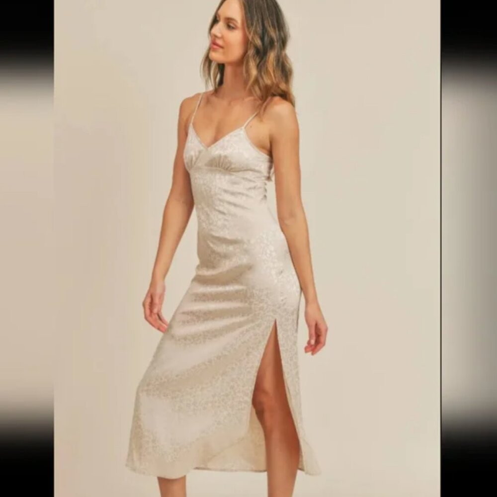 Floral Satin Midi Dress